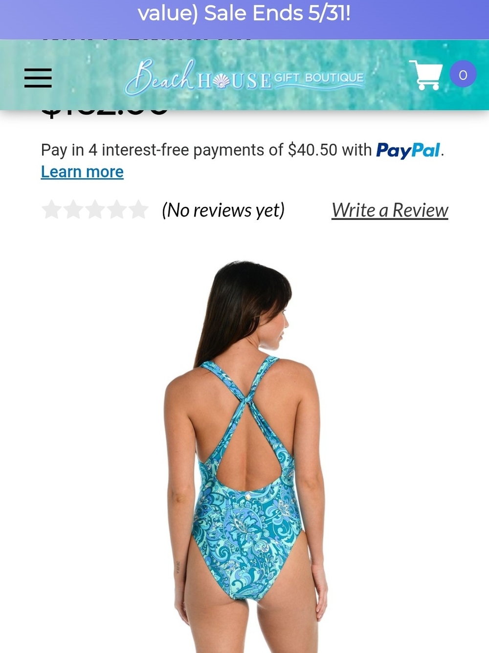 Blue Paisley Cutout One-Piece Swimsuit - Women's Swim NWT Size 6 - Picture 2 of 5